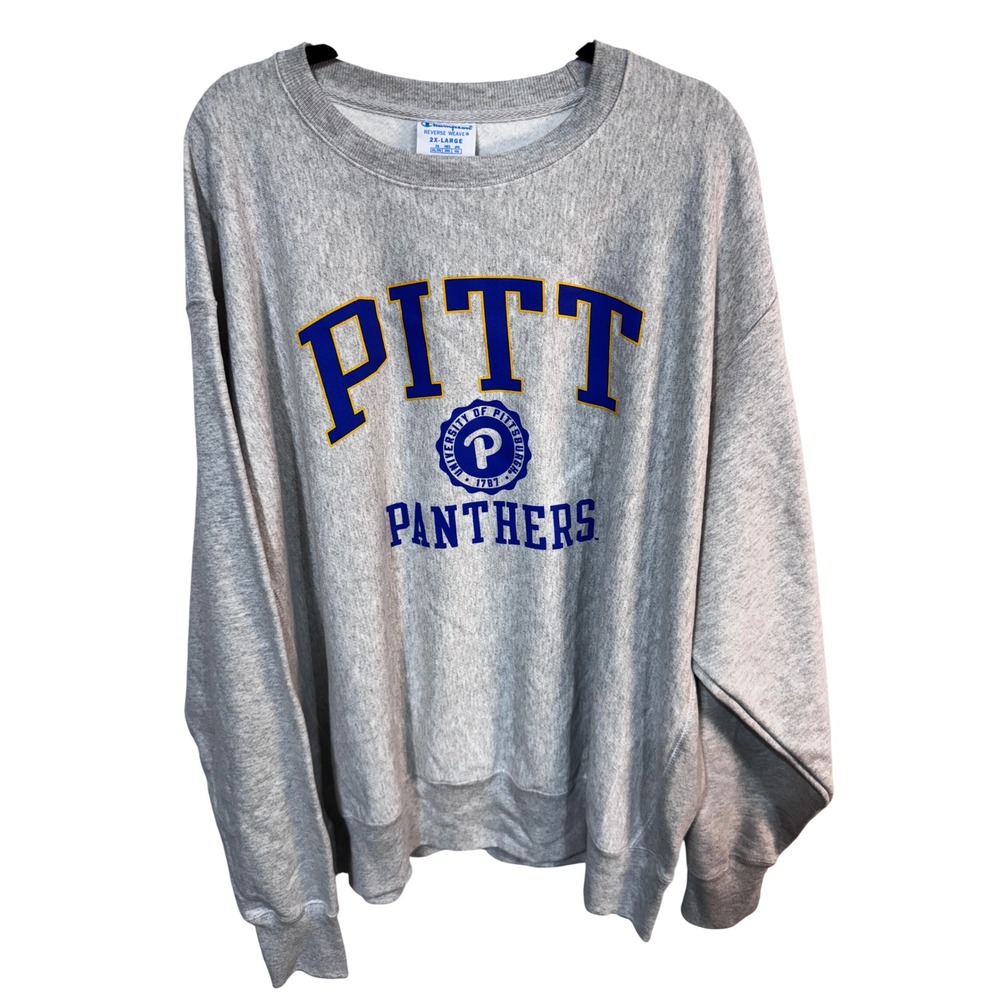 Champion Men's 2XL Gray Sweatshirt Pitt Panthers Reverse Weave